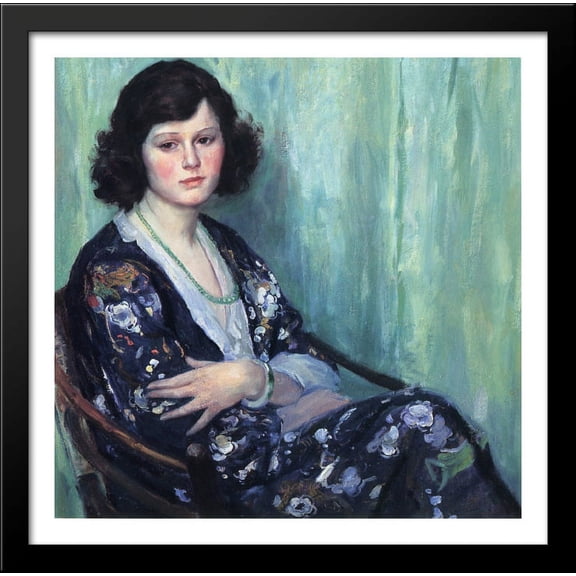 Jade Beads 28x28 Large Black Wood Framed Print Art by Guy Rose