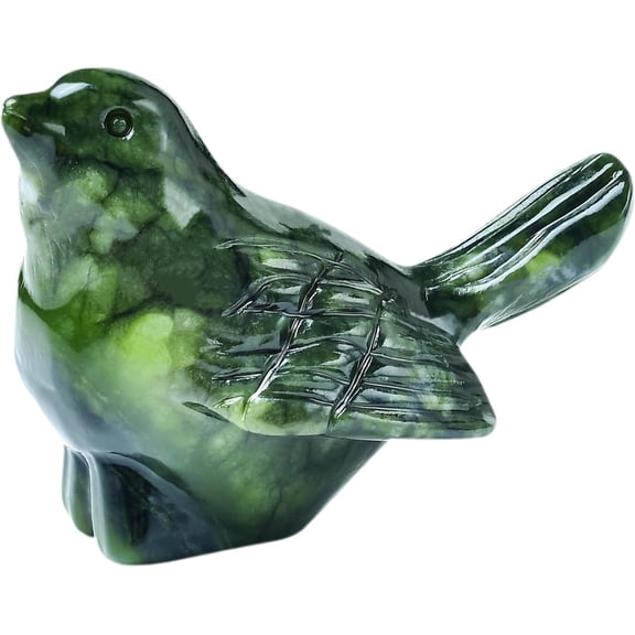 Jade Bird Statue - 2-Inch Carved Figurine for Decor, Office Shelf, Table Ornament, Sculpture