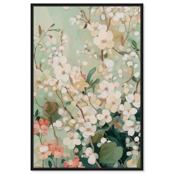 Jade Blossom II Canvas Print Floral Art Prints by Art Remedy, Black Frame, 10 x 15