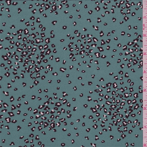 Jade Blue Cheetah Georgette, Fabric Sold By the Yard