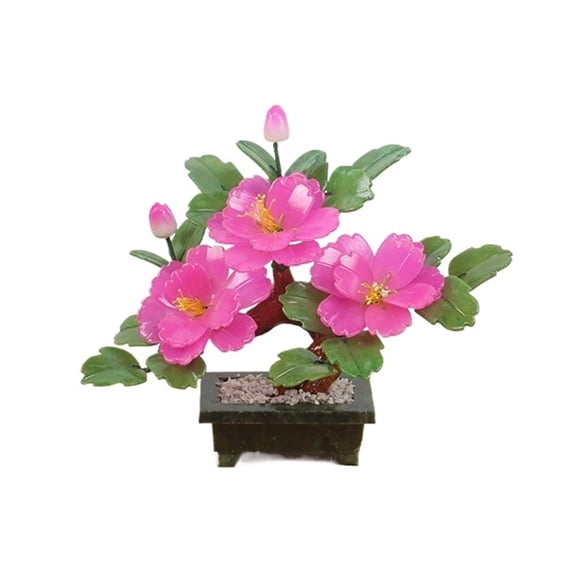 Jade Bonsai, Retro Peony Bonsai Chinese Handicraft Artificial Flower Potted Plant