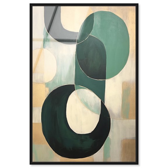 Jade Bracelet Framed High-Gloss Acrylic Glass Wall Art Shapes Abstract by Art Remedy, Black Frame, 30 x 45