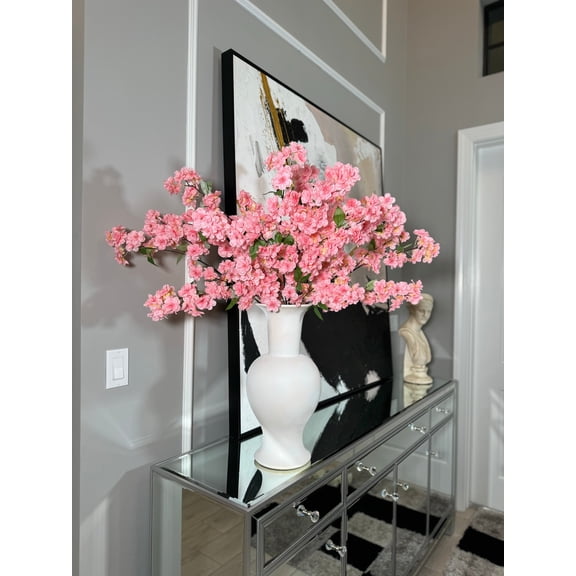 Jade Bright Pink Silk Cherry Blossom Flower Branches Set of 3 Pack 40''