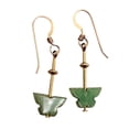 thumbnail image 1 of Jade Butterfly 14K Rose Gold Filled Leaf Earrings | 1 3/4" Long| Green | 1 Pair|, 1 of 8