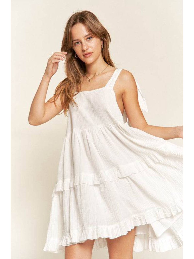 Jade By Jane Loose Square Neck Ruffle Hem Tie Straps Mini Dress - Rosa  Apparel - Walmart.com