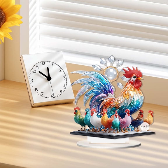 Jade Carving Acrylic Rooster and Chicks Ornament for Home Living Room Display Cabinet Decor(Red,1Pcs) NCHKUN