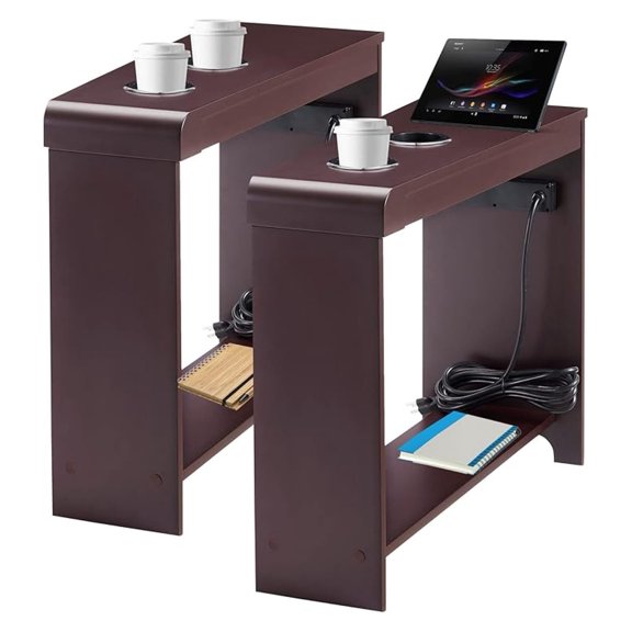 Jade Chairside Table with USB Ports & Outlets Set of 2