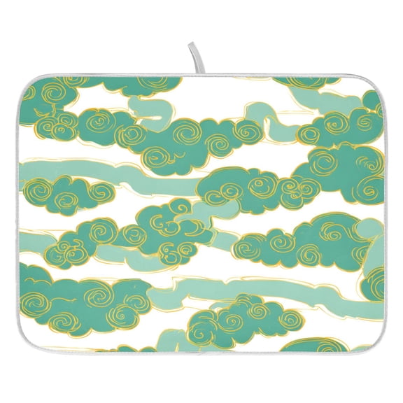 Jade Cloud Pattern Drying Dish Mat Quick Drying Absorbent Soft Durable for Kitchen 18" x 24"