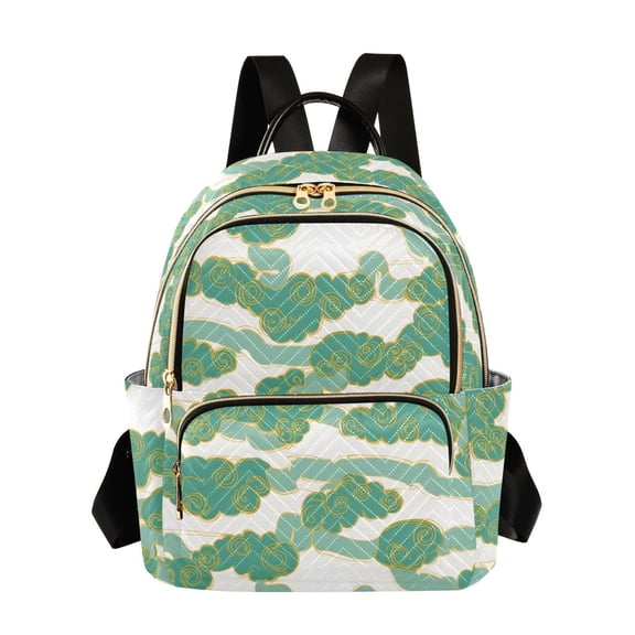 Jade Cloud Pattern Fashion Backpack Quilted Lightweight Women Travel Daypack 14L