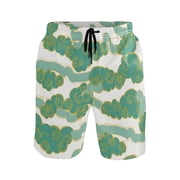 Jade Cloud Pattern Mens Swim Trunks Quick Dry Board Shorts Breathable Fit Beach Shorts Swimwear