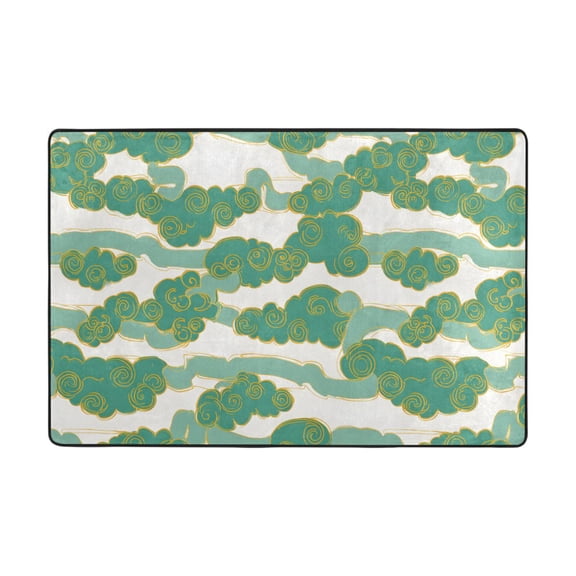 Jade Cloud Pattern Rug 36x24in Memory Foam Absorbent Non Slip Plush for Bathroom Kitchen Entryway