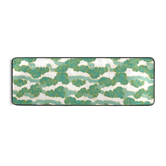 Jade Cloud Pattern Runner Rug 24x72 Inch Cushioned Non Slip Soft Absorbent Floor Mat