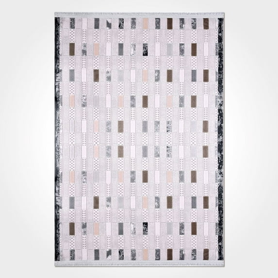 Jade Cream Geometric Knitwear Acrylic Area Rugs for Living Room Jacquard Textured Modern Rugs Soft Geometric Rug for Bedroom Washable Rug Non-Slip Bohemian Carpet Perfect for Dining Room Office Beige