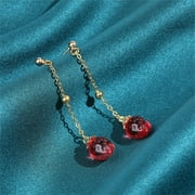 ALEXTREME Jade Drop Earrings Ear Jewelry Fashion w/White Flowers for Wedding Jewelry Gift