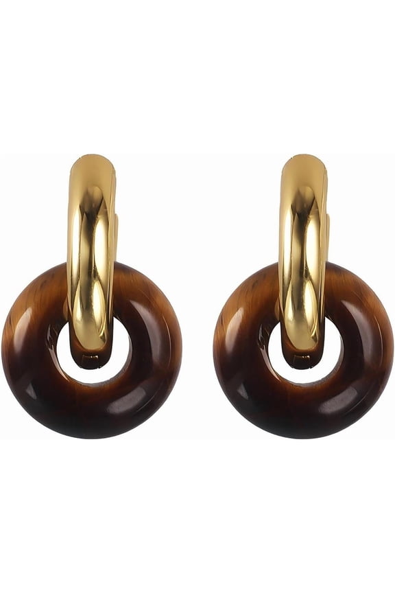 Jade Earrings for Women Non Tarnish Gold Hoop Jade Dangle Earring for Trendy Stainless Steel Emerald Green Jade Dangle Earrings