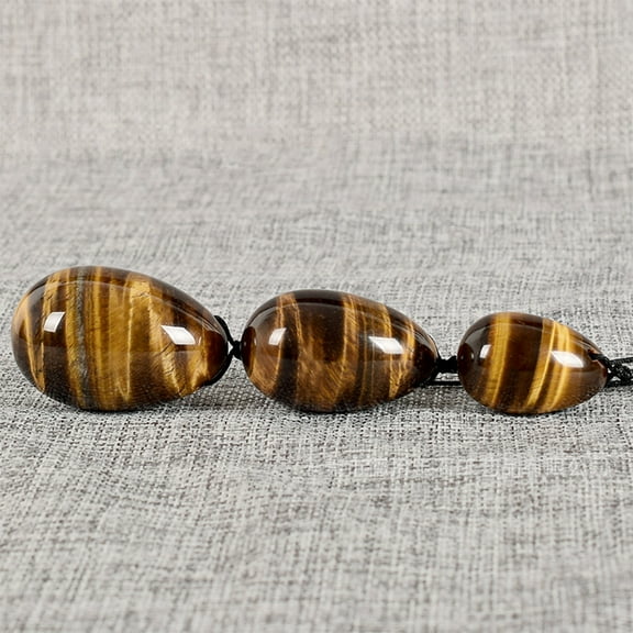 Jade Egg,3PCS Drilled Crystal Quartz Jade Egg for Kegel Exercise Pelvic Floor Muscles Vaginal Exercise Yoni Egg Health Care for Women Gift (Tiger Eye)