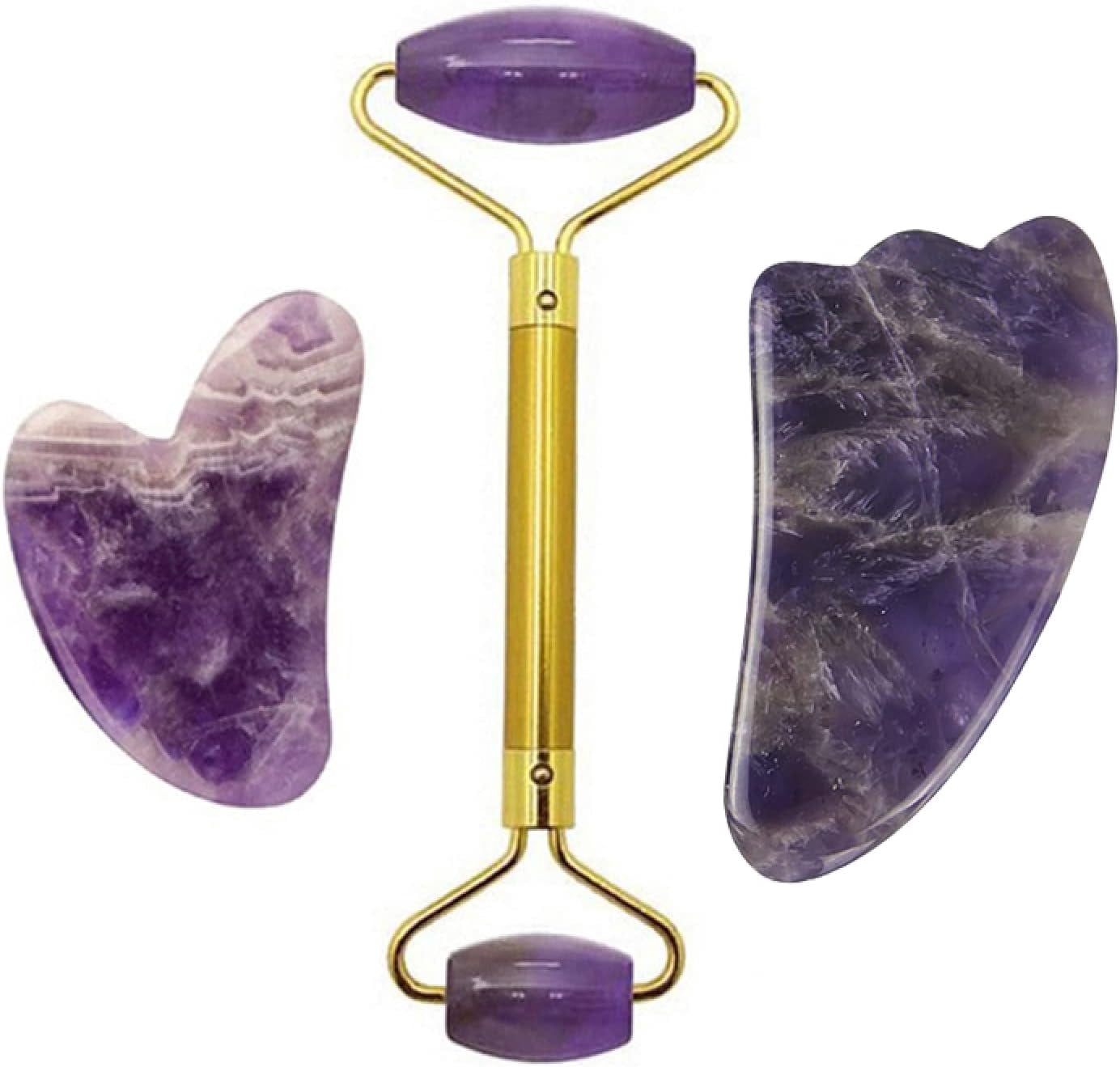 Jade Face Massage Roller Gouache Guasha Massage Tool Set Natural Gouache Jade Facial Body Roller Massager Gift,Type 3