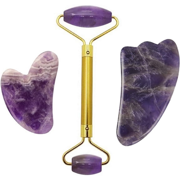 Jade Face Massage Roller Gouache Guasha Massage Tool Set Natural Gouache Jade Facial Body Roller Massager Gift,Type 3