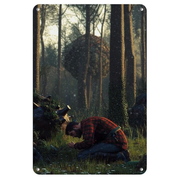 Jade Forest Triptych Right Panel - Waterproof Iron Wall Art, 8x12 inch Metal Poster for Living Room & Bedroom Decor