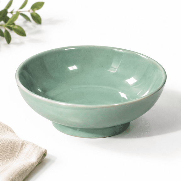 Jade Green Ceramic Decorative Serving Bowl for Kitchen Counter Dining Room Centerpiece