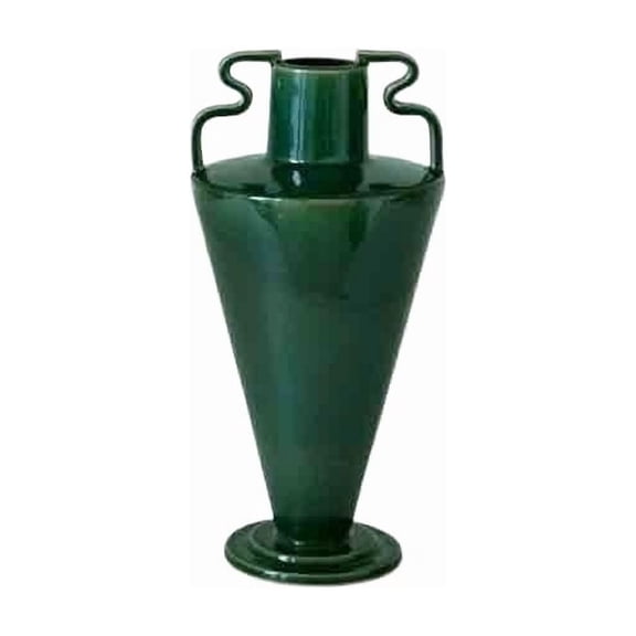 Jade Green Ceramic Vase Retro Dual Ear Tapered Home Living Room Flower Arrangement Decor