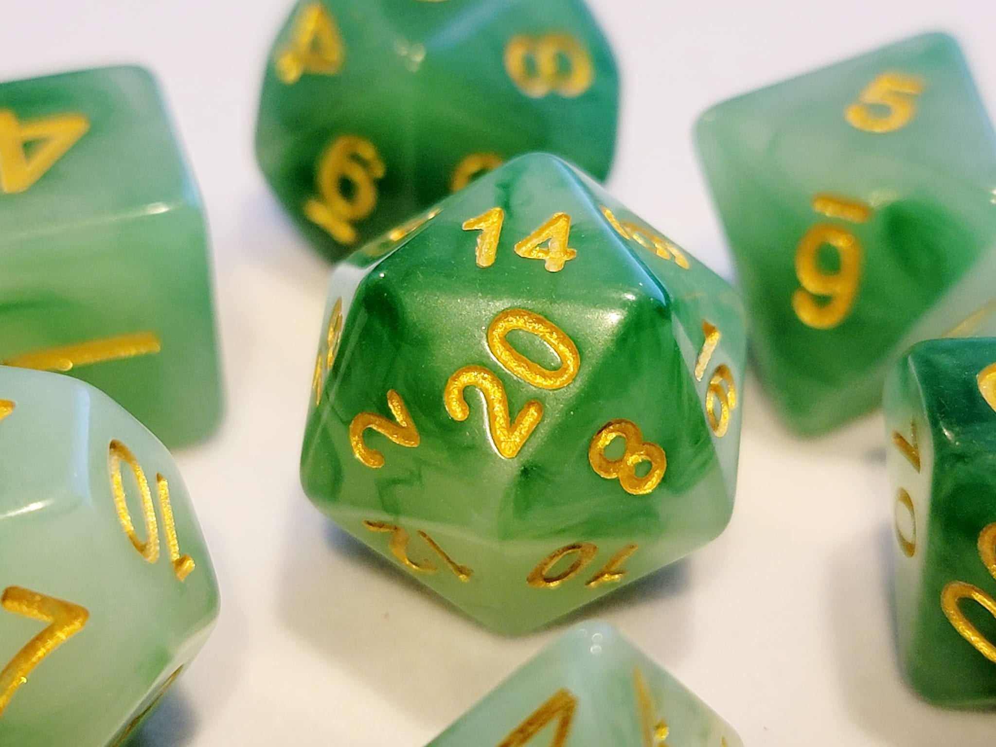 Jade Green DnD Dice Set Dungeons and Dragons 7 Dice RPG Polyhedral