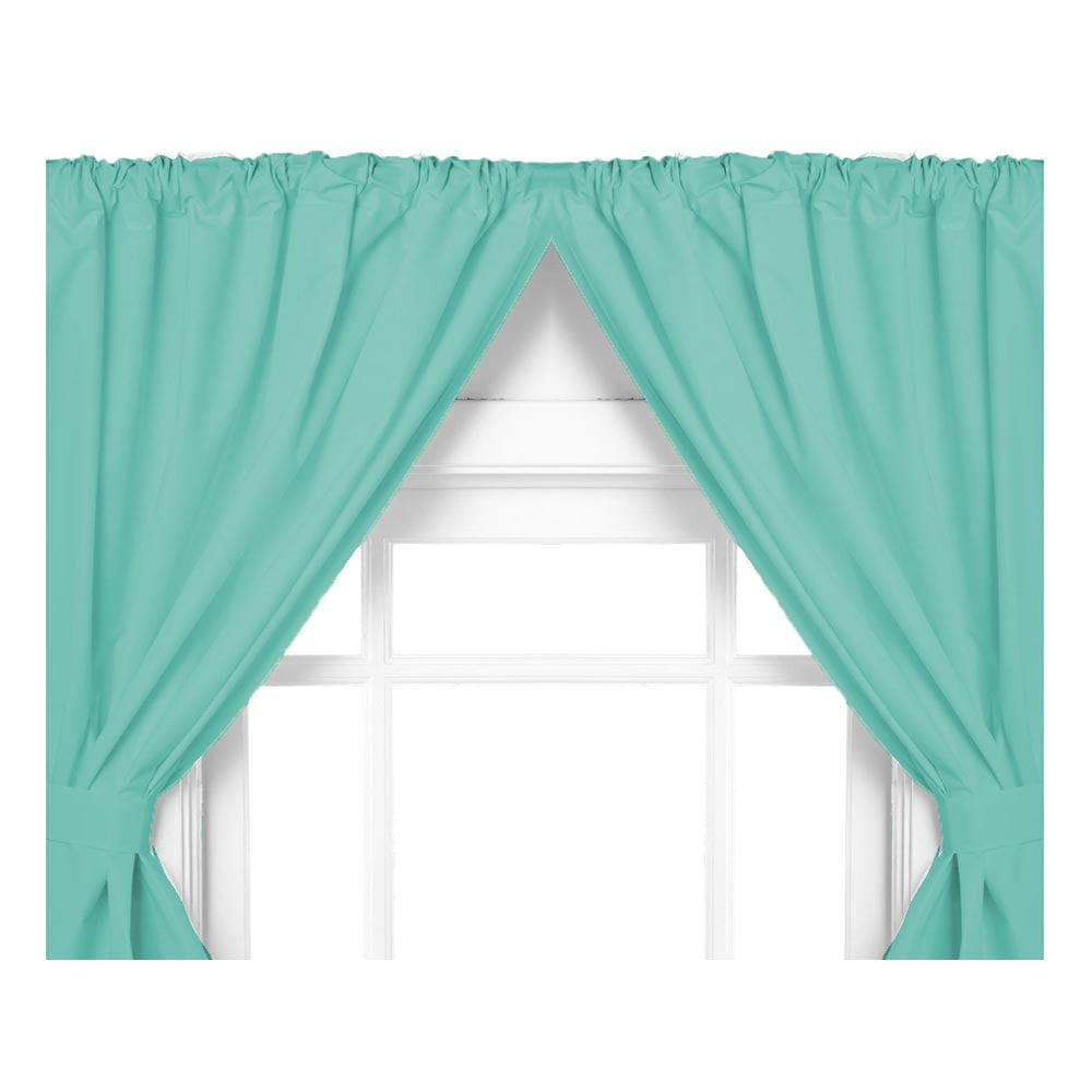 Jade Green Double Swag Vinyl Bathroom Window Curtains w/ Tie Backs 36