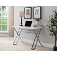 thumbnail image 1 of Jade Home & Office Workstation Computer Desk, White Wood Top & Chrome Metal Base, Modern, 1 of 4