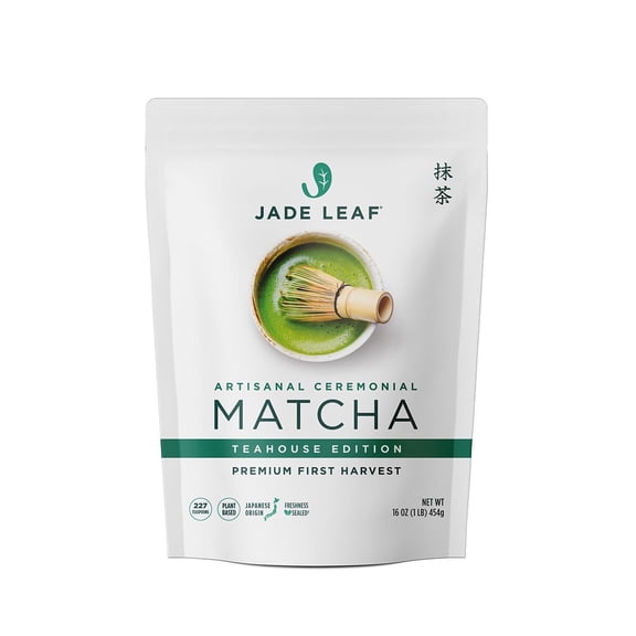 Jade Leaf Organic Ceremonial Grade Matcha Powder, Teahouse Edition, 16 oz Pouch