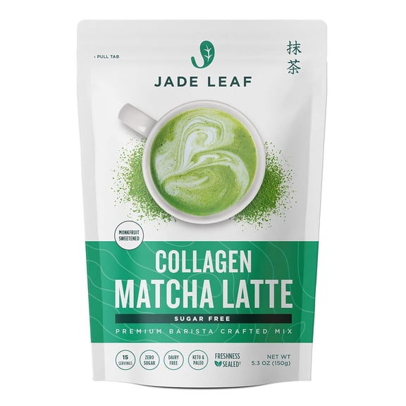 Jade Leaf Matcha Latte Mix with Grass-Fed Collagen, Sugar-Free, 5.3 oz Pouch
