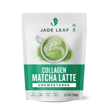 Jade Leaf Matcha Latte, Unsweetened Grass Fed Collagen and Organic Matcha, Premium Barista Crafted Mix - 5.3 oz