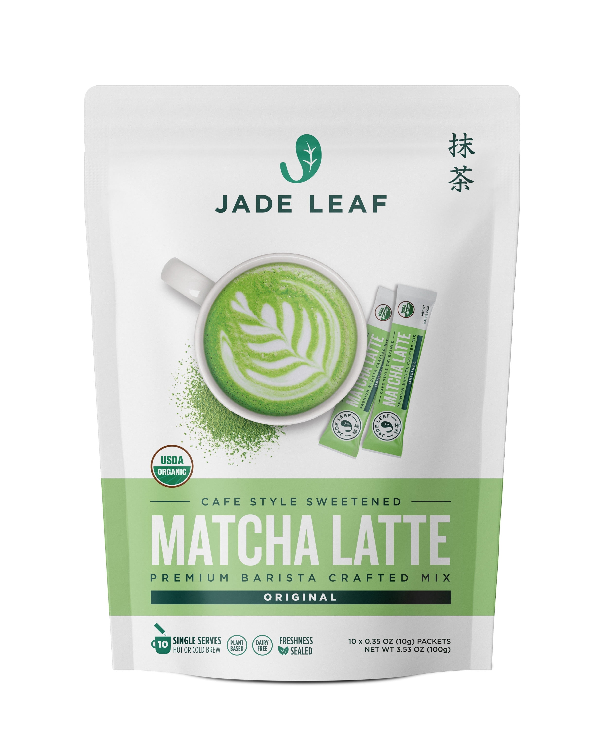 Jade Leaf Organic Sweetened Matcha Latte Mix, Japanese Green Tea Powder ...