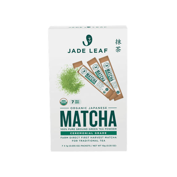 Jade Leaf Matcha, Organic Japanese Ceremonial Matcha, Powdered Tea, 7 Ct