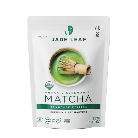 Jade Leaf Organic Ceremonial Japanese Matcha Green Tea Powder, Teahouse Edition - 100g Pouch