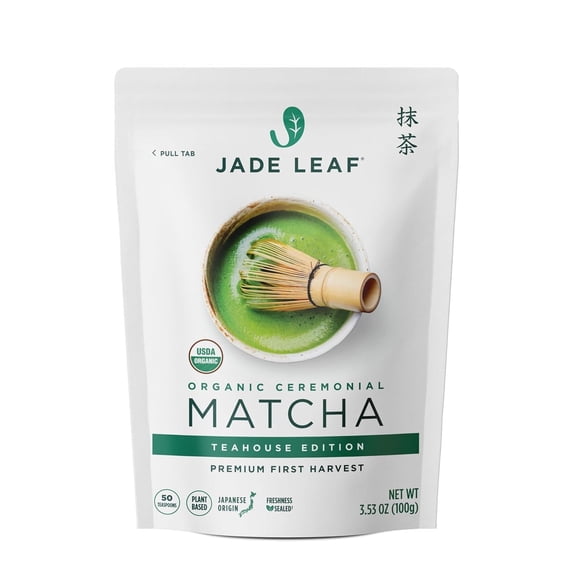 Jade Leaf Organic Ceremonial Grade Matcha Green Tea Powder, Teahouse Edition, 100 g Pouch