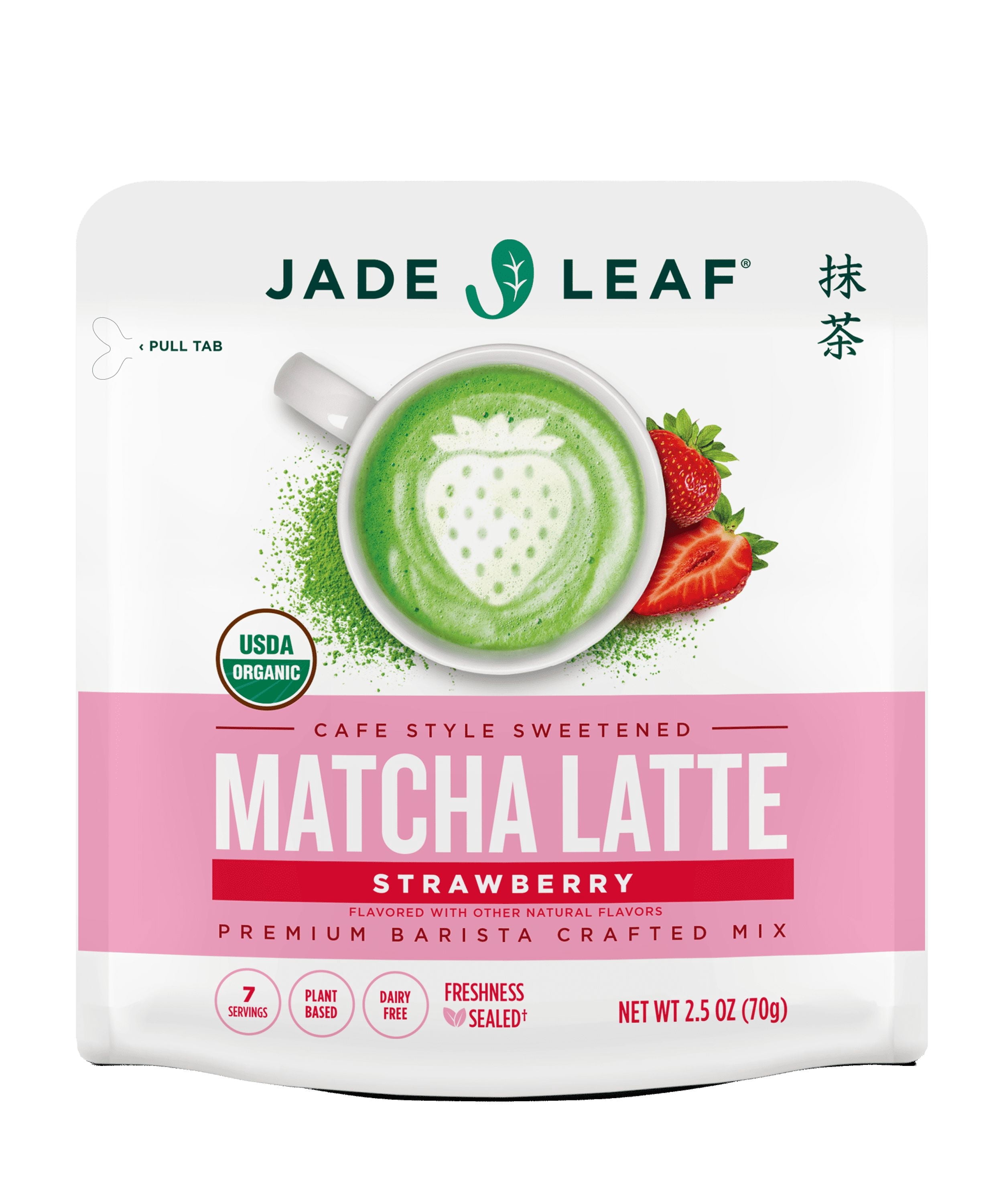 Jade Leaf Organic Matcha Latte Mix, Strawberry, Dairy-Free, 2.5 oz