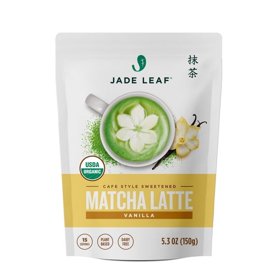 Jade Leaf Organic Matcha Latte Mix, Vanilla, Dairy-Free, 5.3 oz Pouch