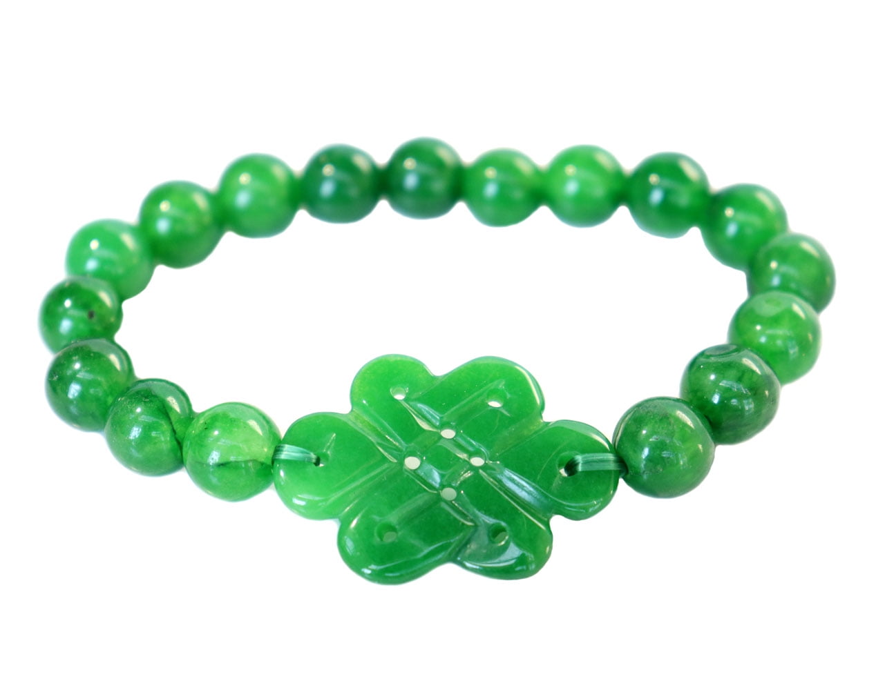 Jade Mystic Knot Green Beaded Bracelet