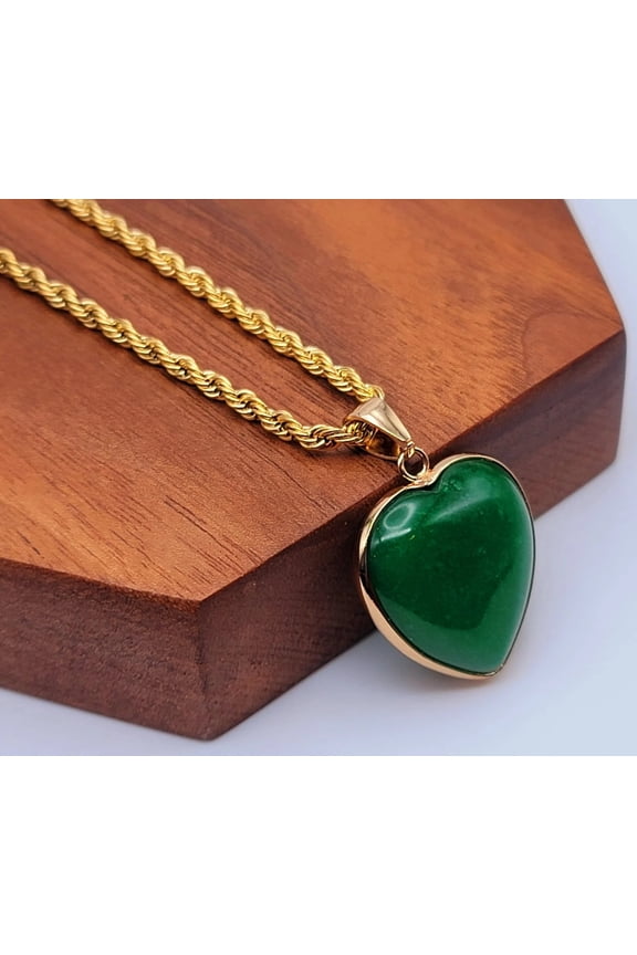 Jade Natural Choker Necklace Gold Tone Good Luck•Fortune