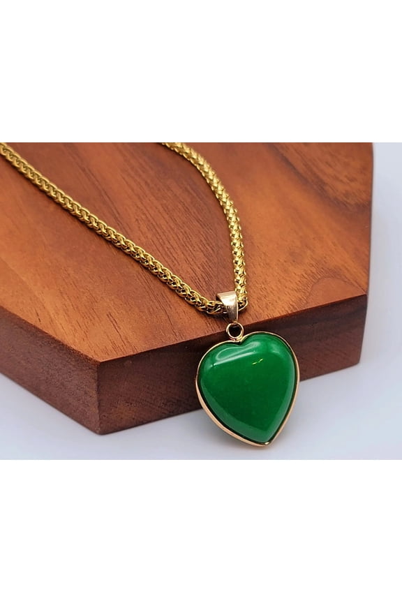 Jade Natural Choker Necklace Gold Tone Good Luckā¢Fortune