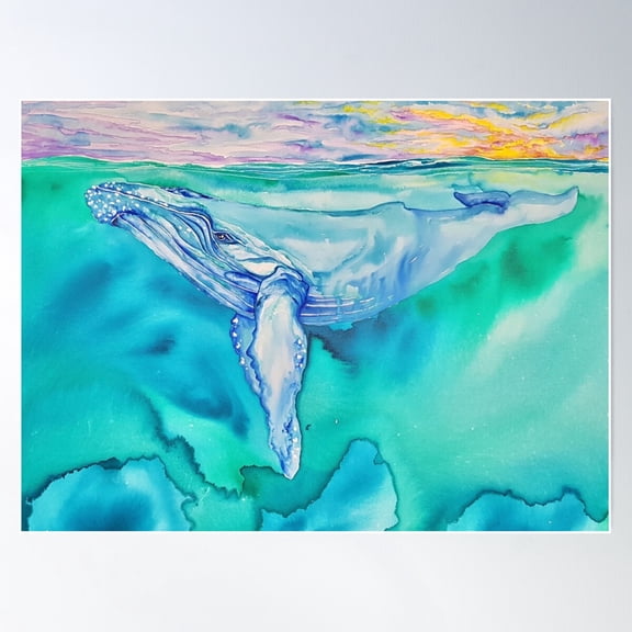 Jade Ocean Poster Wall Art, Modern Wall Decor For Living Room Bedroom, 24x36 UNFRAMED