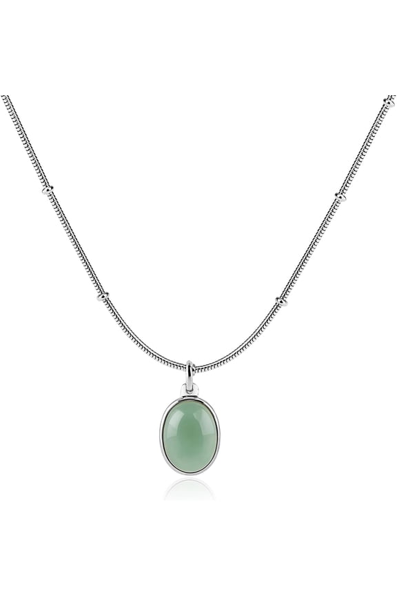 Jade Pendant Necklace for Women, Dainty Tangle-Resistant Beaded Gold & Silver Chain[k8901]