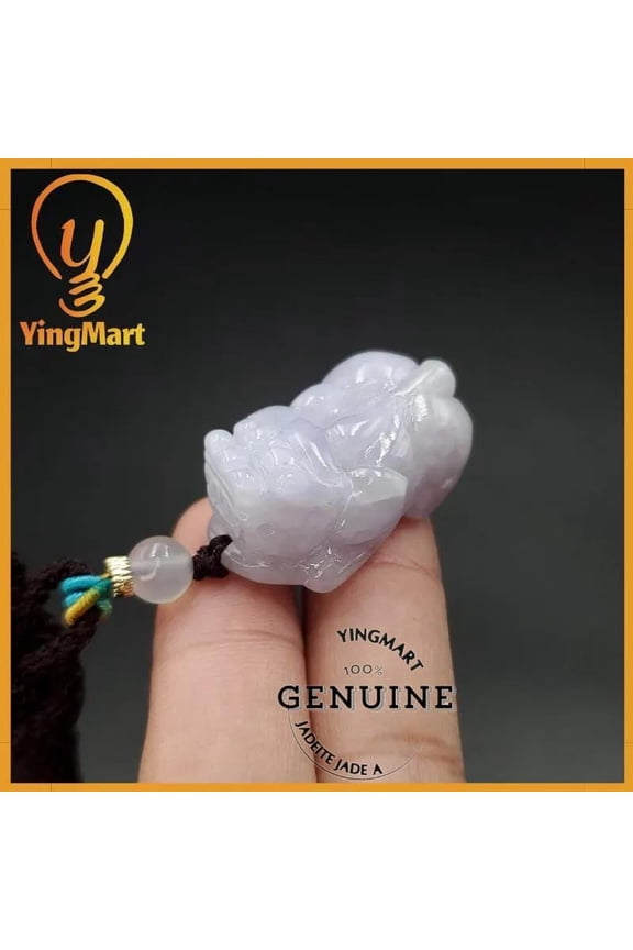 Jade Pendant | YingMart Genuine Type A Jade Very Light Purple Pixiu Carved Gift for Her Grandma Mens Personalized