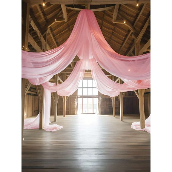 Jade Pink Sheer Voile Backdrop Fabric 393 Inch Long For Wedding Ceremony Home Decor