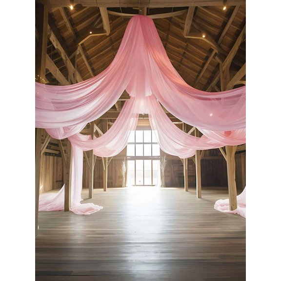 Jade Pink Sheer Voile Backdrop Fabric 393 Inch Long For Wedding Ceremony Home Decor