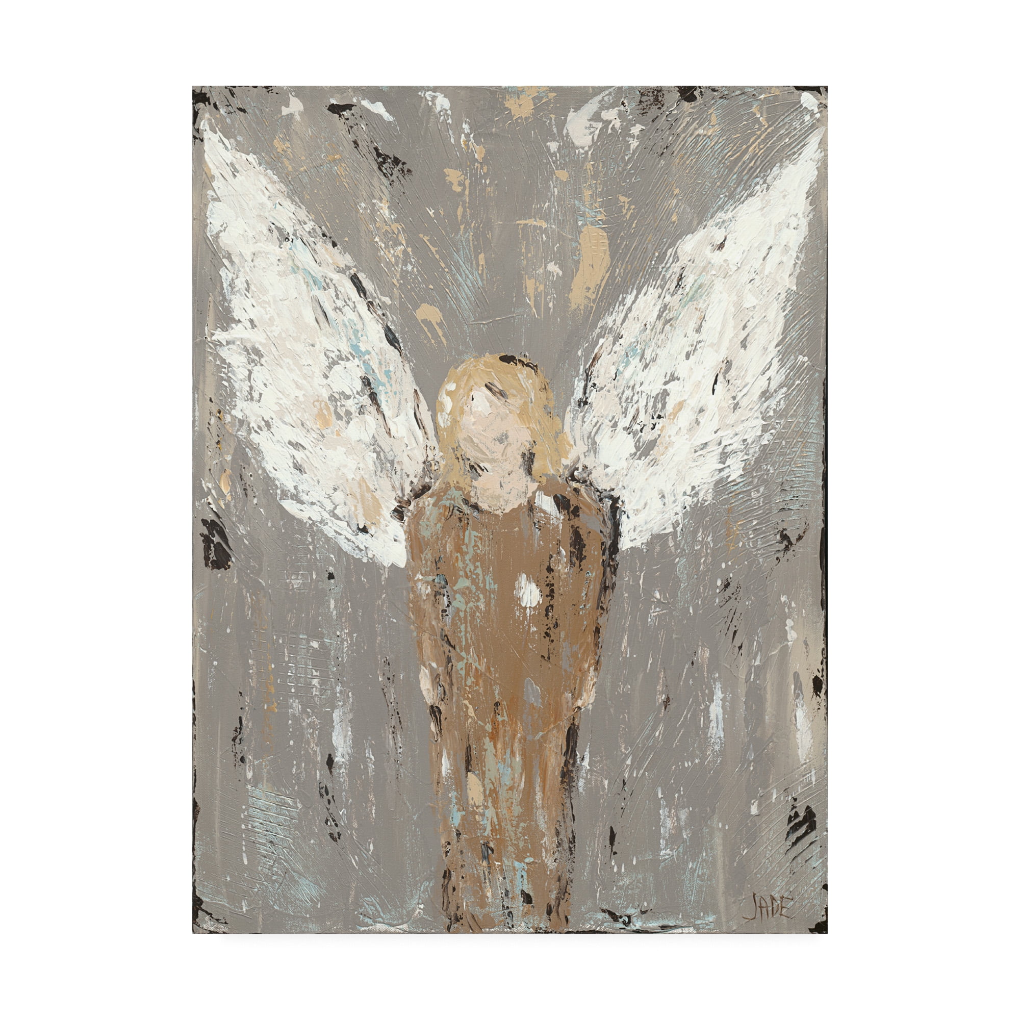 Jade Reynolds Angel Guardian Gray and Brown Canvas Art 24'' x 18''