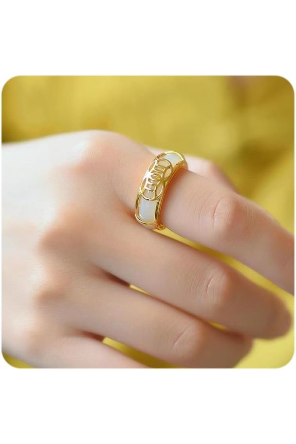 Jade Ring For Women,  Exquisite Chinese Style Timeless Elegance Stackable Non Tarnish Thumb Promise Engagement  Wedding  Dainty