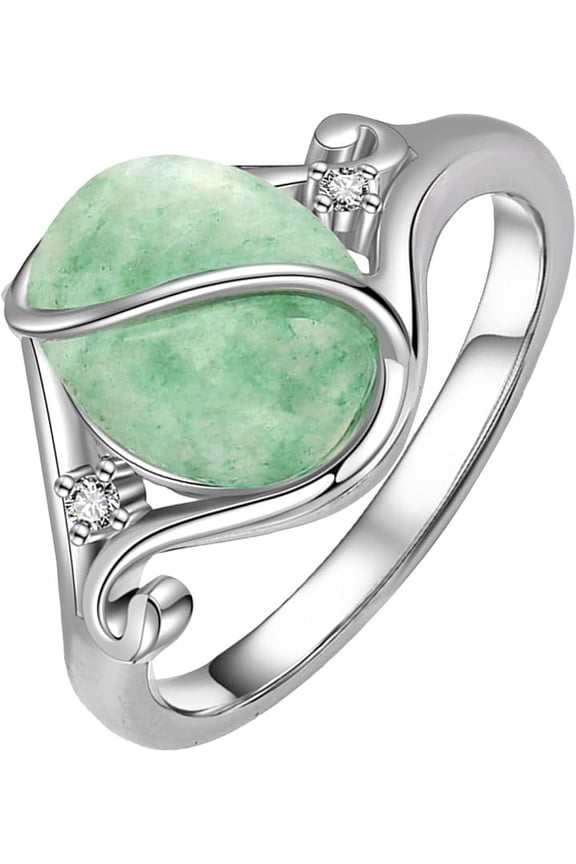 Jade Ring S925 Sterling Silver Vintage Oval Green Jade Ring Gemstone Jewelry Gifts for Women