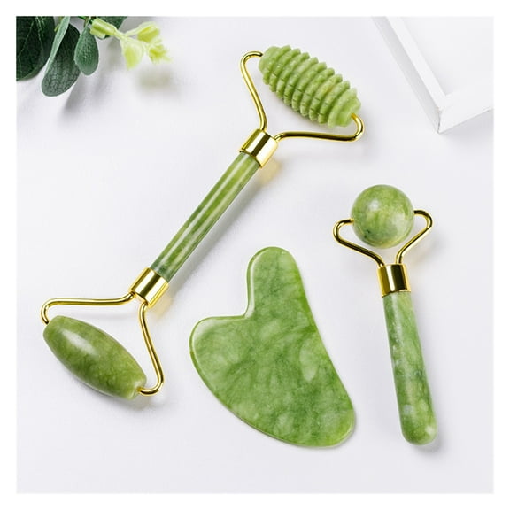 Jade Roller & Gua Sha Set Face Roller Facial Beauty Roller Skin Care Tools Rose Quartz Massager For Face Eyes