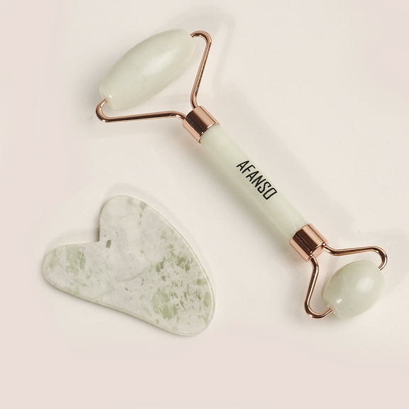 Jade Roller & Gua Sha Set Face Roller and Gua Sha Facial Tools for Skin Care Routine and Puffiness-Light Green